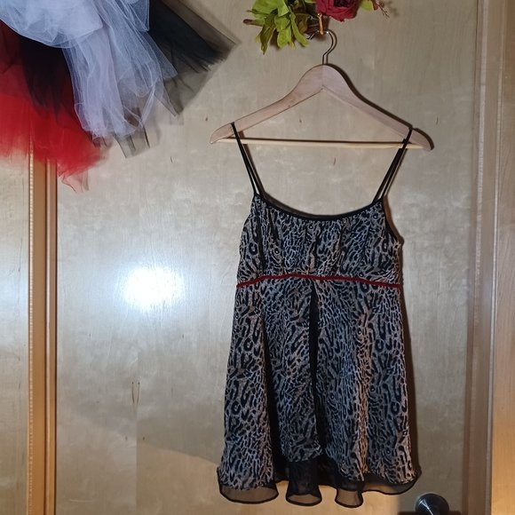 DELICATES Cheetah Print Babydoll Slip_Size Medium - Picture 1 of 7